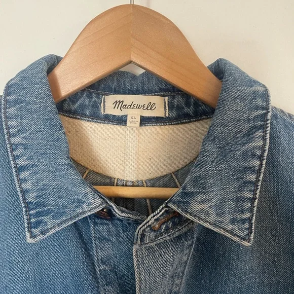Madewell Blue Denim Jacket with Embroidered strawberries and sun. - Picture 3 of 8